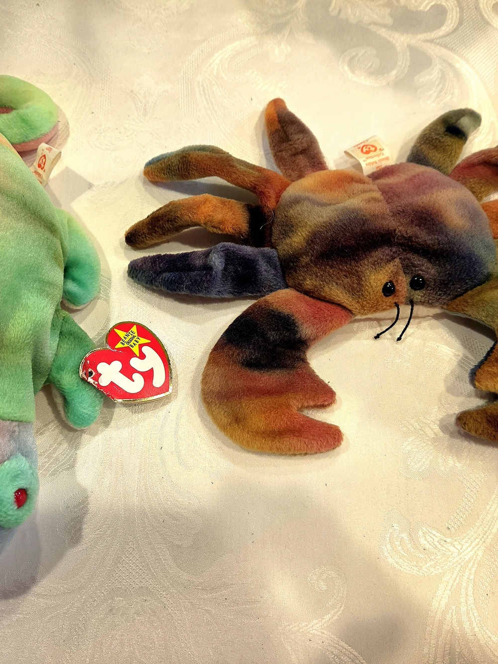 Lot Of 2 TY Beanie Babies - Multi Color Tie-Dye Iggy & Claude